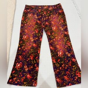 Oilily Corduroy Flare Pants Purple Floral Size 42 (12) RARE!